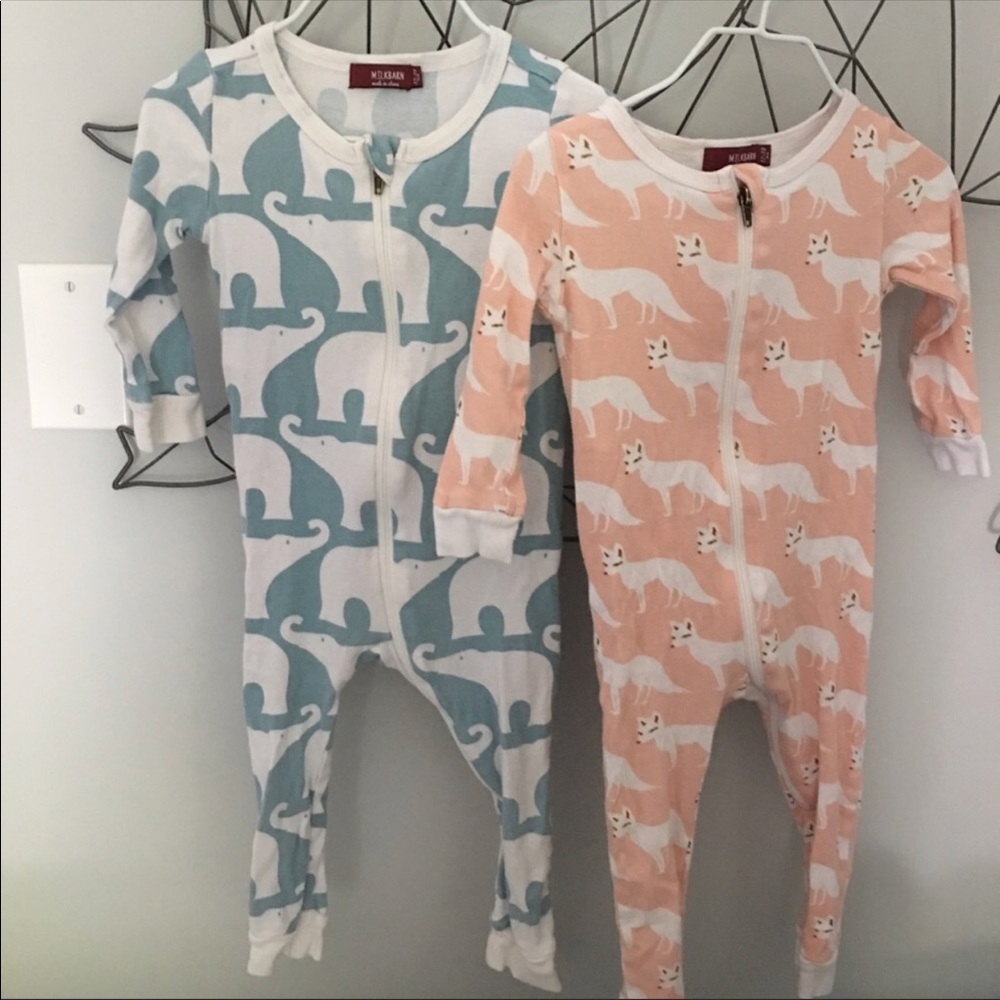 Milkbarn onesies. Zip up. Set of two. 12-18 mos.